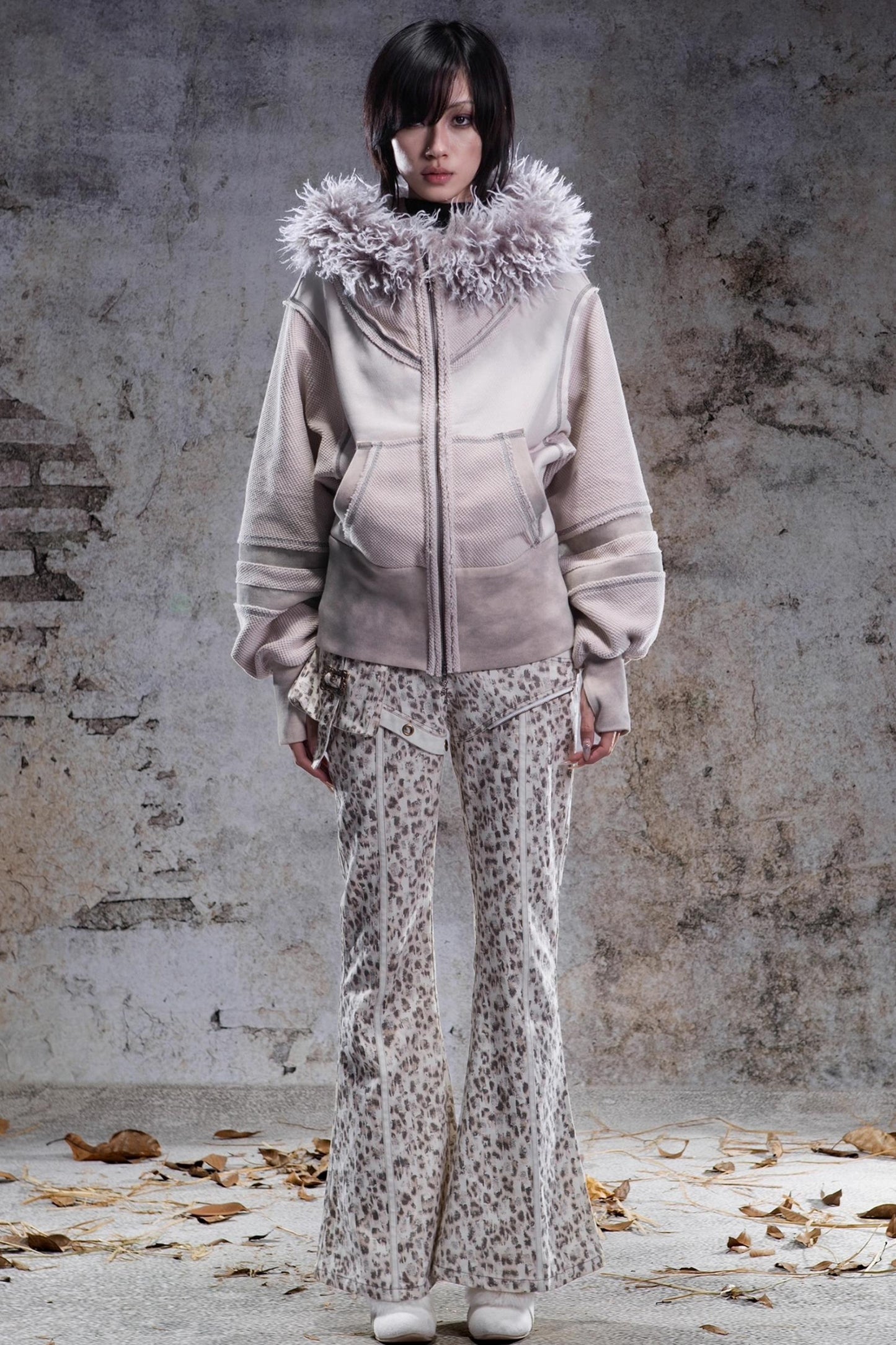 Vintage Lantern Sleeve Hooded Jacket