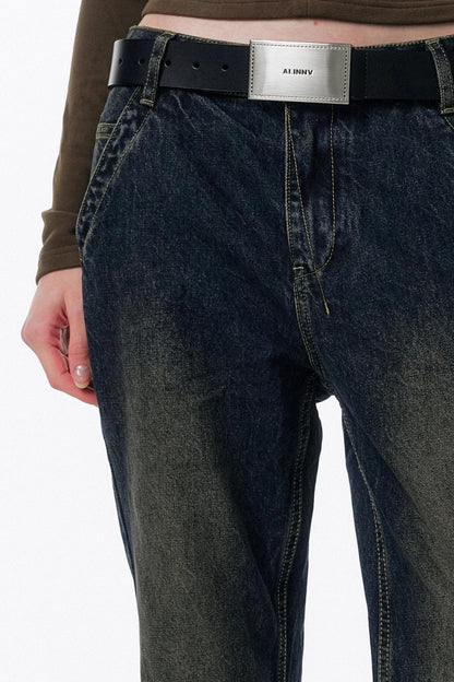 Retro Washed Micro-Flared Jeans