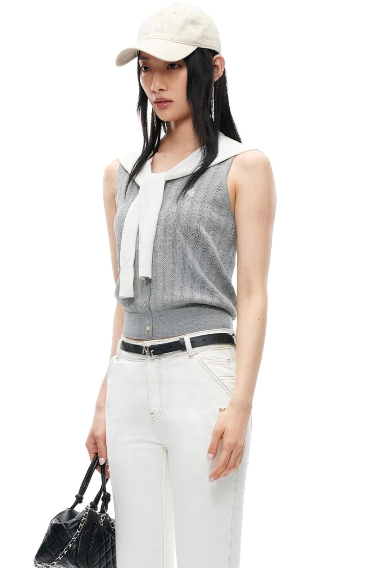 Tencel Linen Color-Blocked Vest