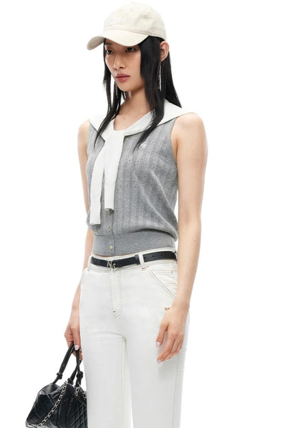 Tencel Linen Color-Blocked Vest