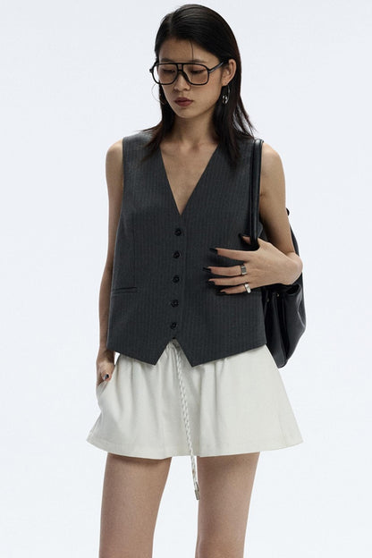 Drawstring Stripe Skirt