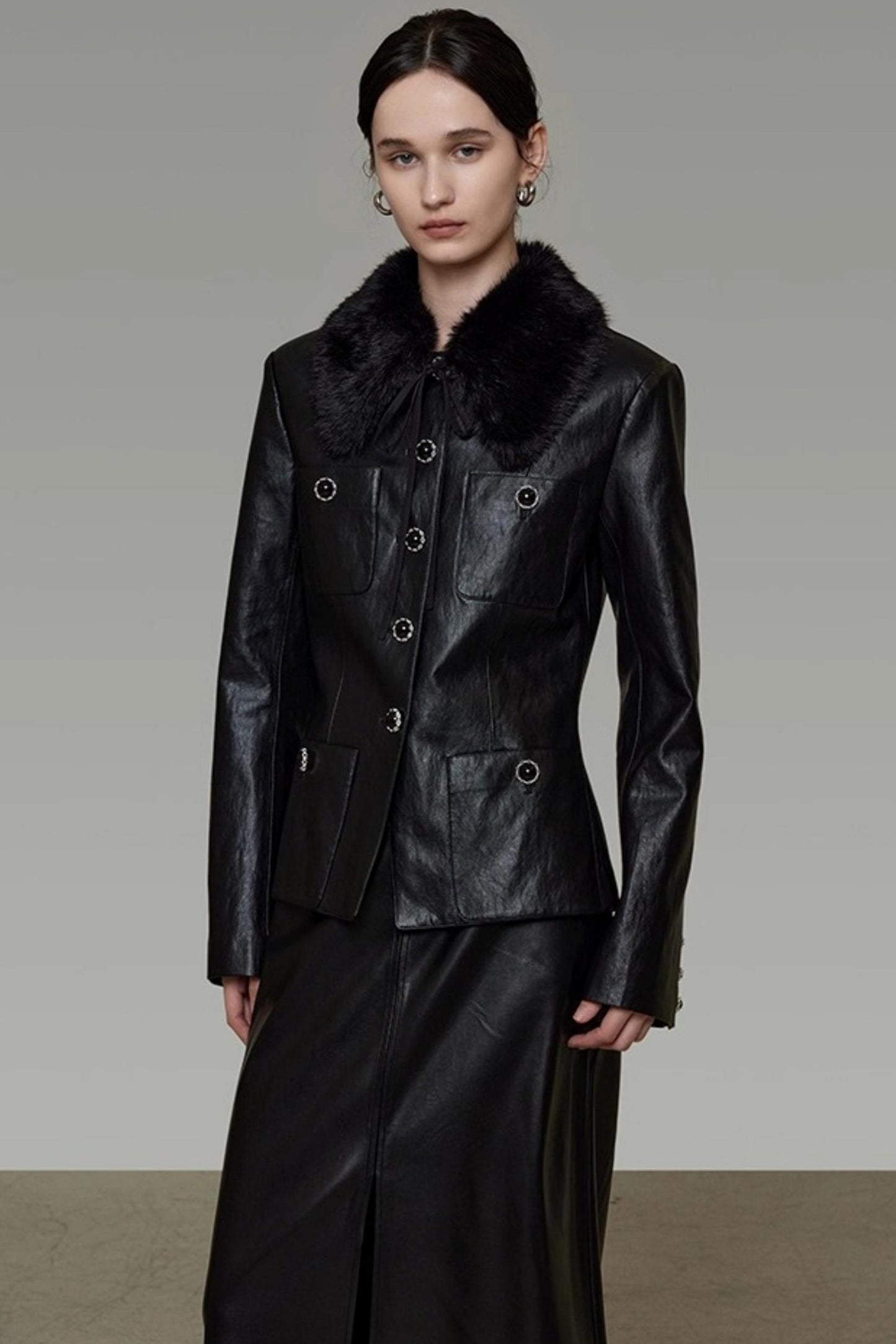 Fur Collar Patchwork Jacket