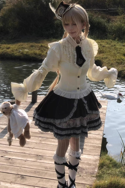 Beige Lace Trim Shirt