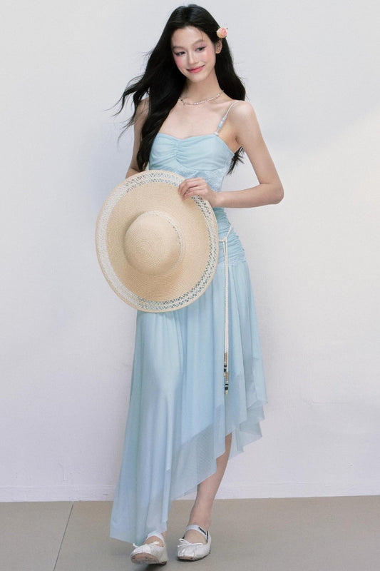 Sea Foam Blue Beaded Slip Dress