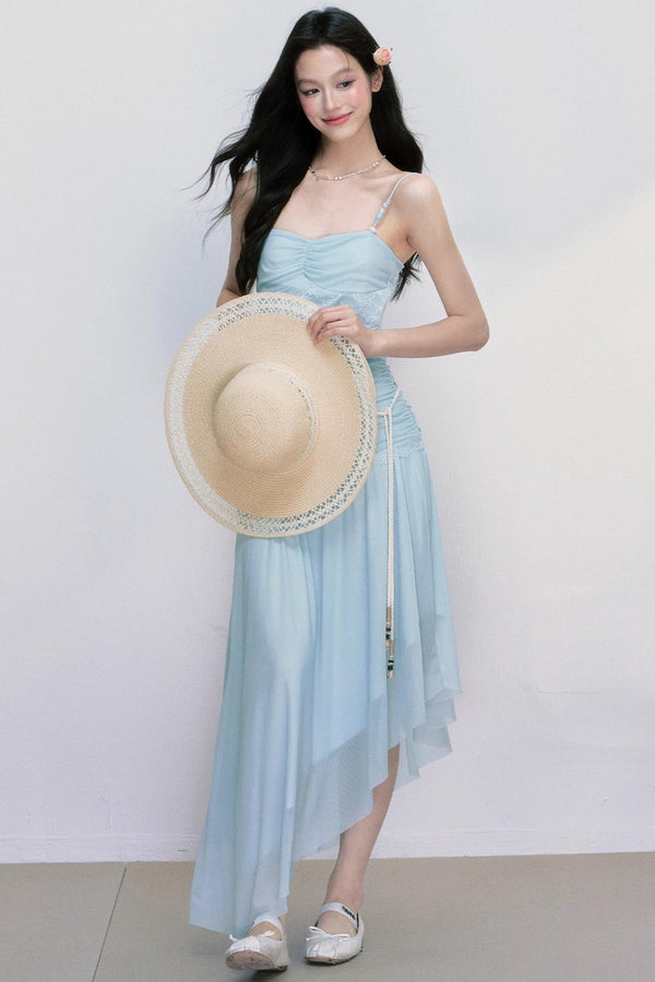 Sea Foam Blue Beaded Slip Dress