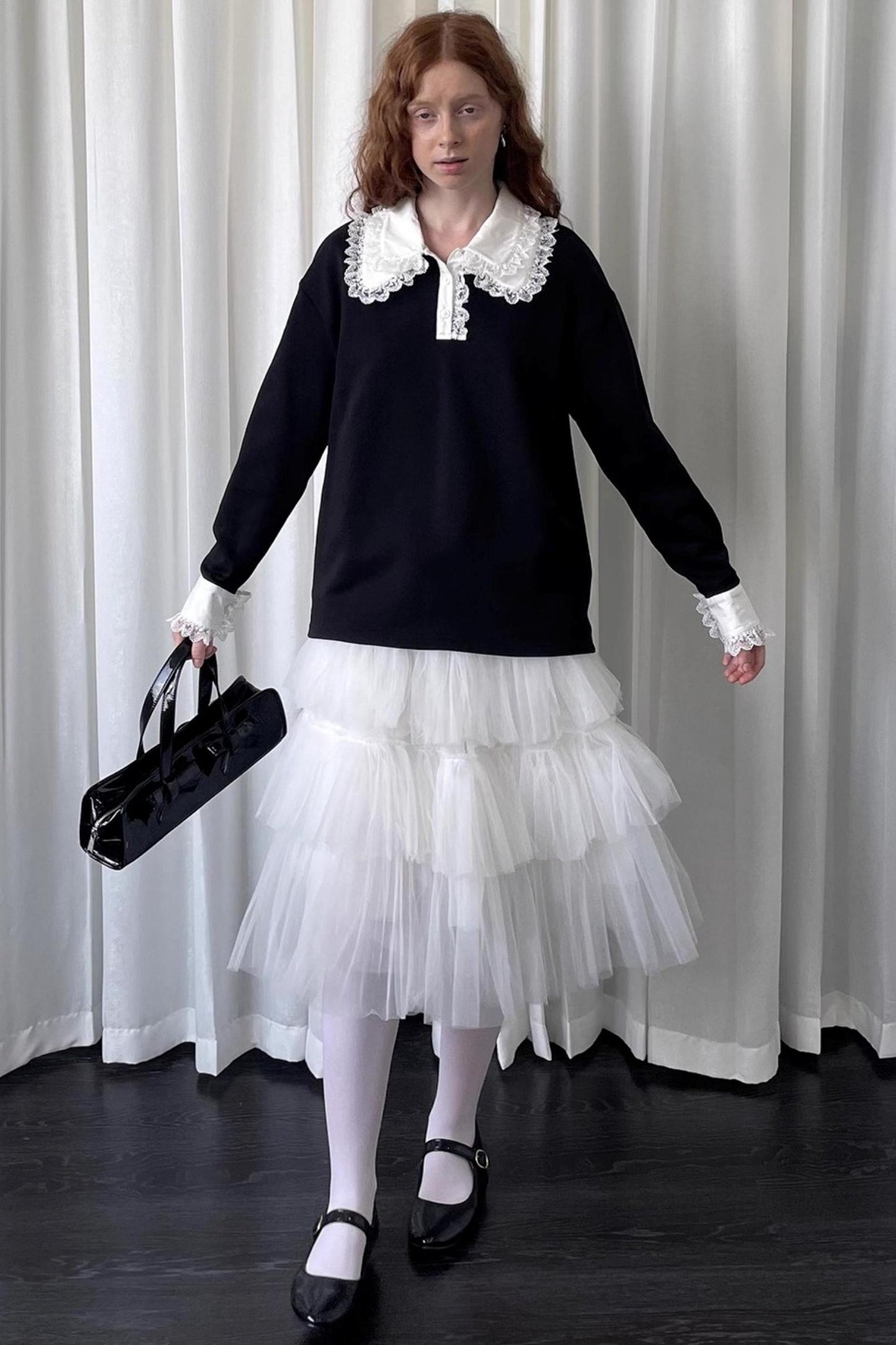 Lace Panel Knitted Sweatshirt