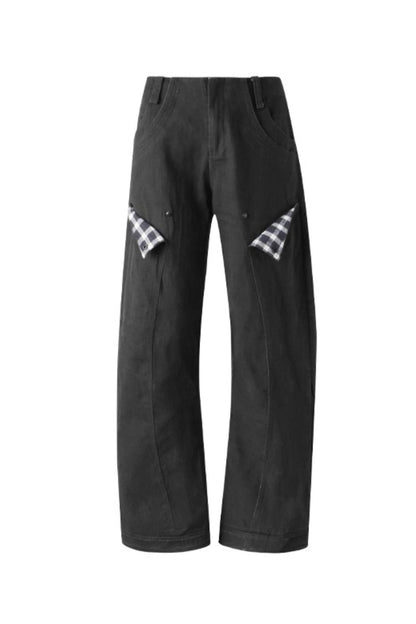 Deconstructed Matte Black Cargo Pants