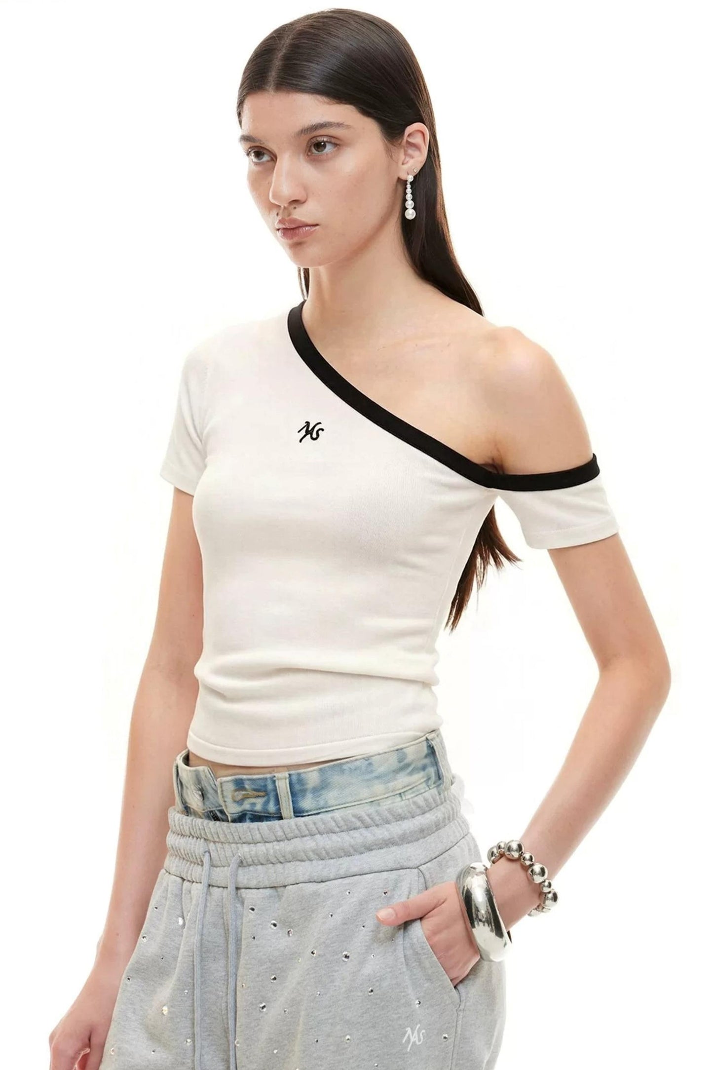 Asymmetrical Ice Linen Top