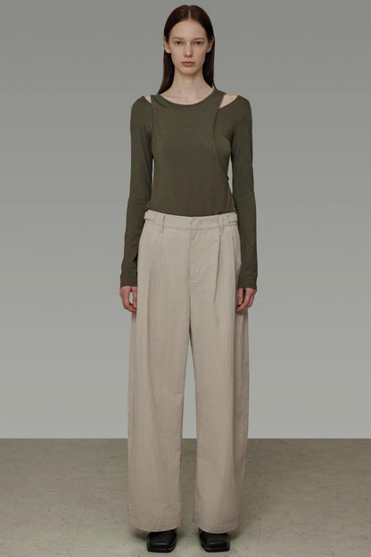 Autumn Drape Wide-Leg Pants
