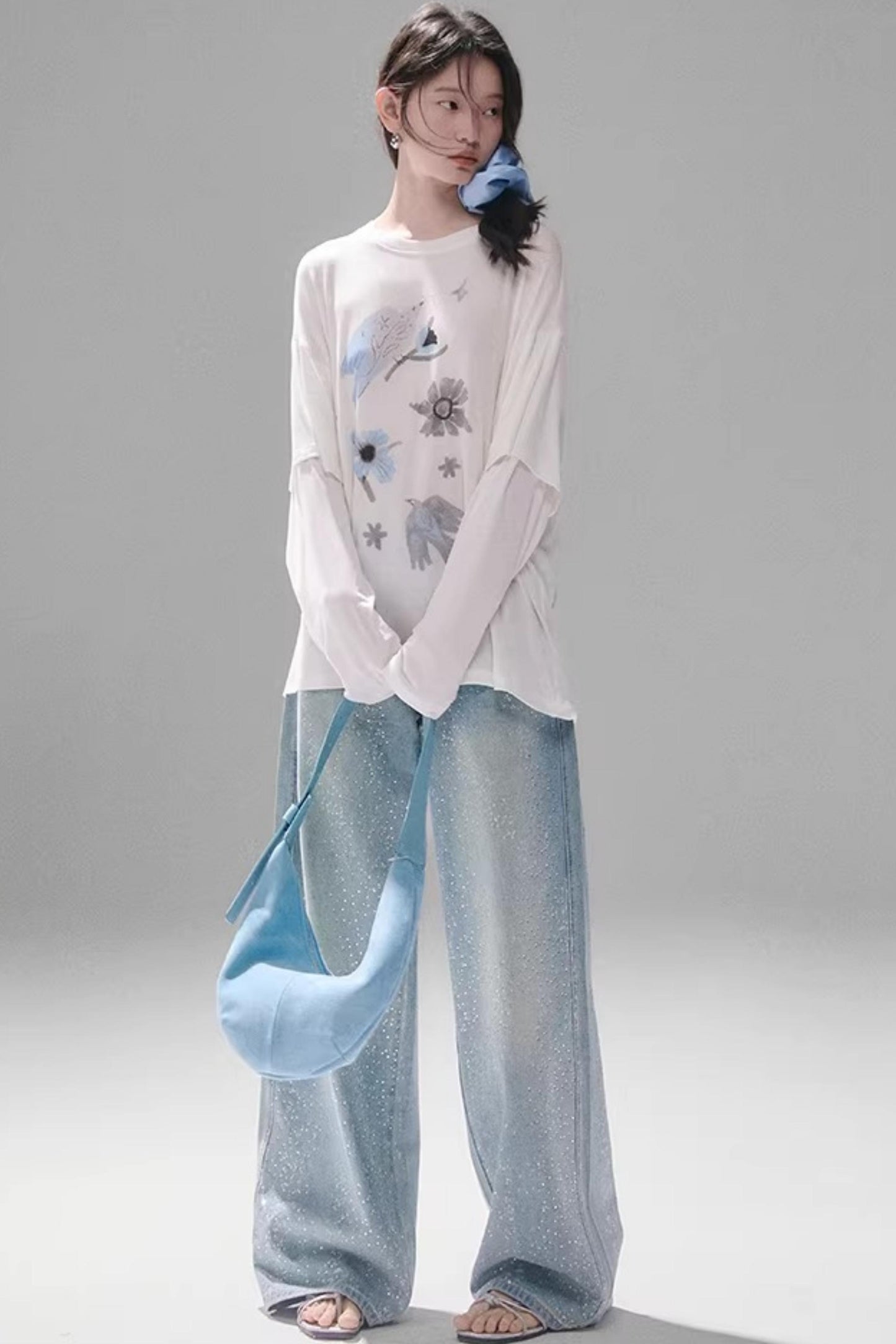 Bird and Floral Tencel Blouse