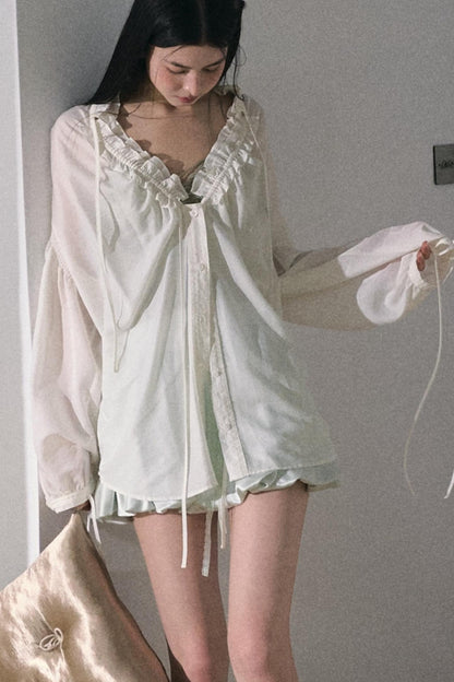 Sweet Imagination Micrometallic Loose Shirt Top