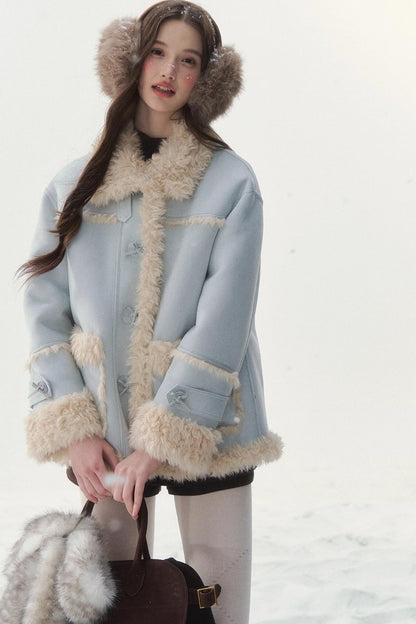 Pink and Blue Reversible Fur Coat