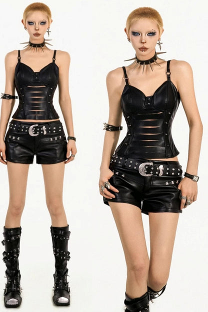 Dark Summer Leather Vest Top