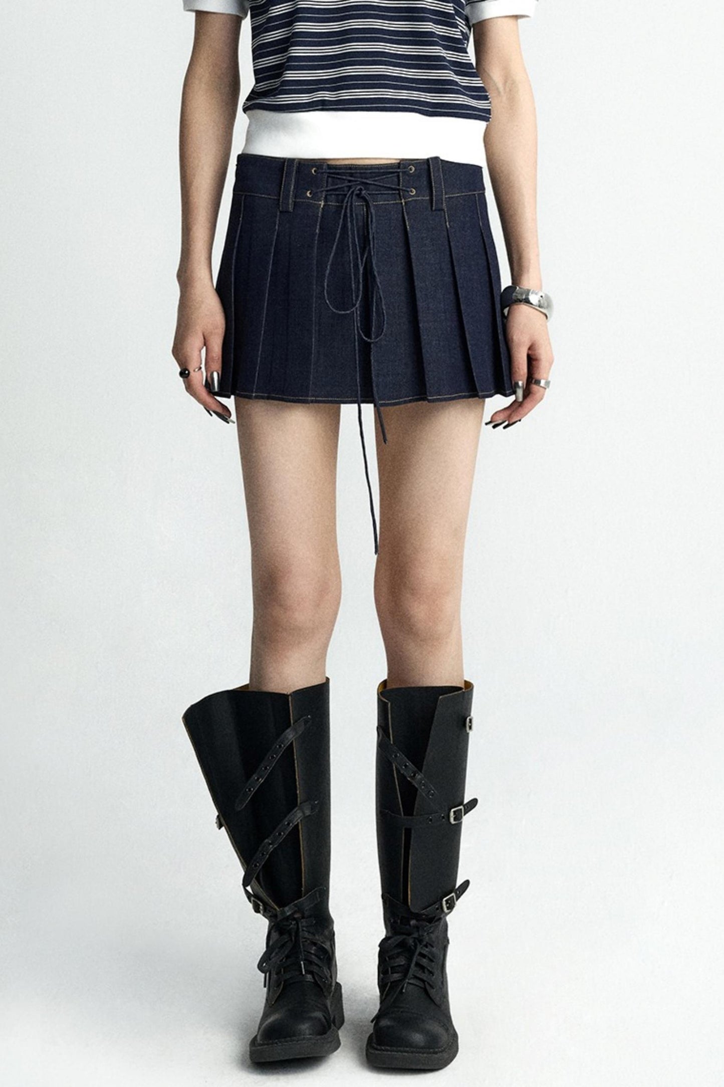 Vintage Crossover Pleated Skirt