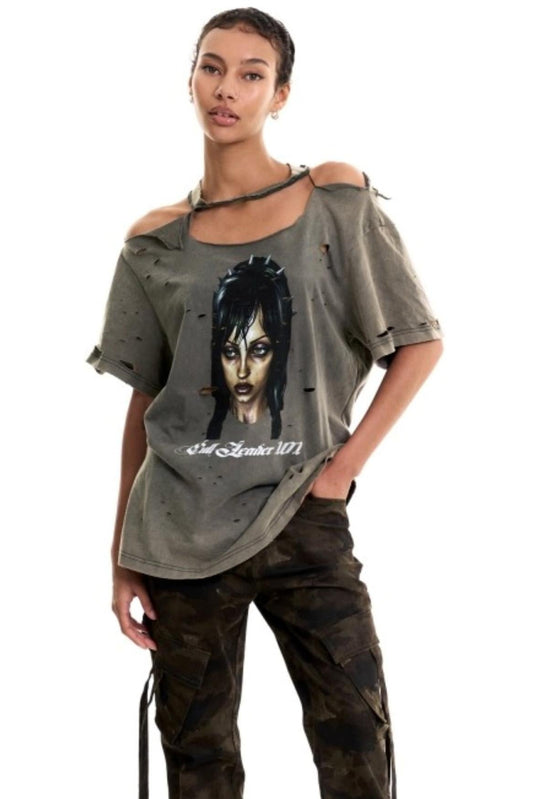 Spoiled Aesthetic Distressed Baggy T-shirt