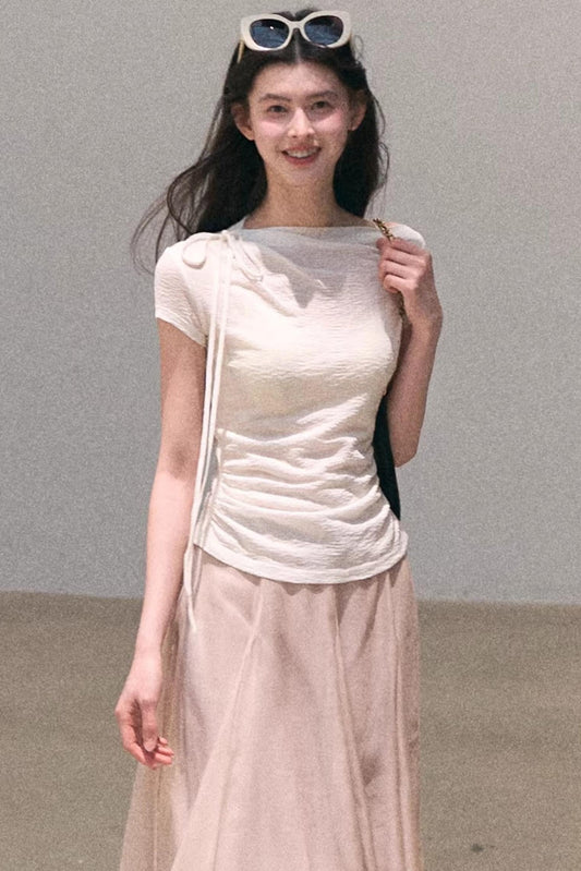 Wool Slanted Shoulder Top