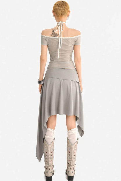 Off-Shoulder Halter T-Shirt
