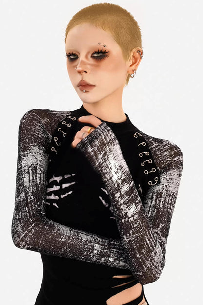 Skull Print Punk Top