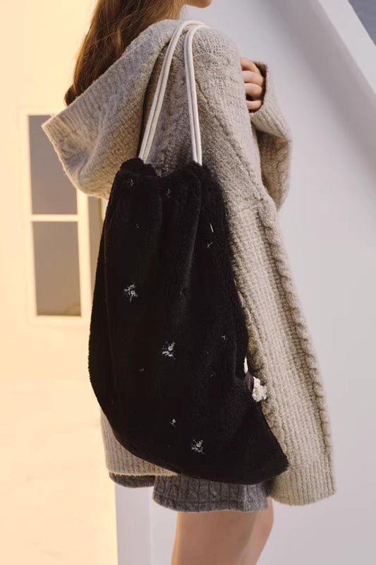 Soft Velvet Floral Backpack