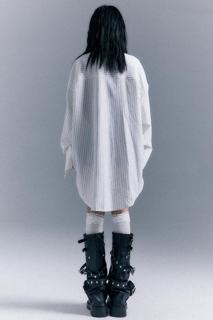 Graffiti Print Striped Long-Sleeved Shirt