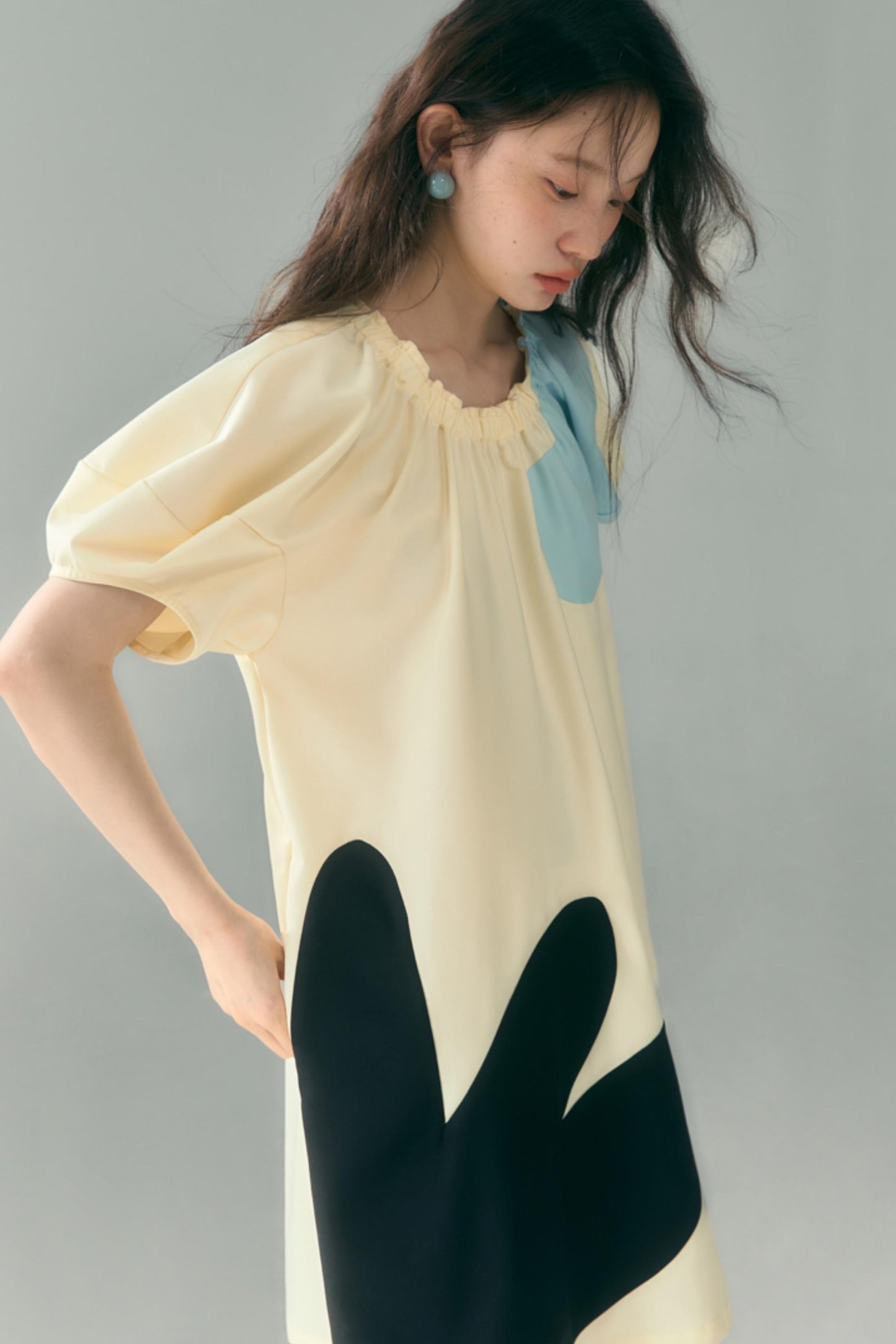 Original Blue Star Patchwork Crewneck Dress