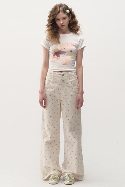 Spring Loose Bear Print Pants