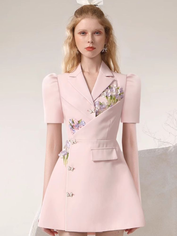 Irregular Gentle Pink Suit Dresses