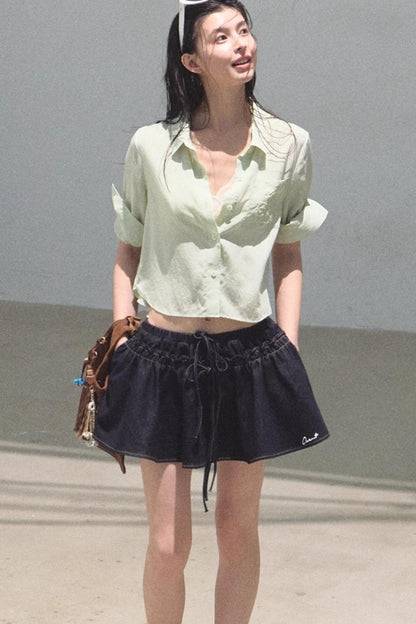 Embroidered Lyocell Puffy A-Line Skirt