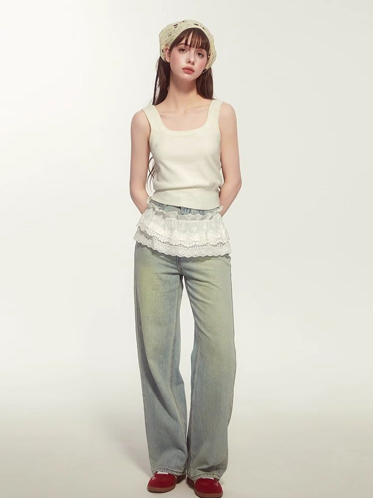 Apron wide-legged pants