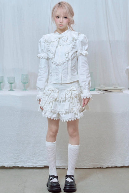 Lace Trim Bow Cake Skirt