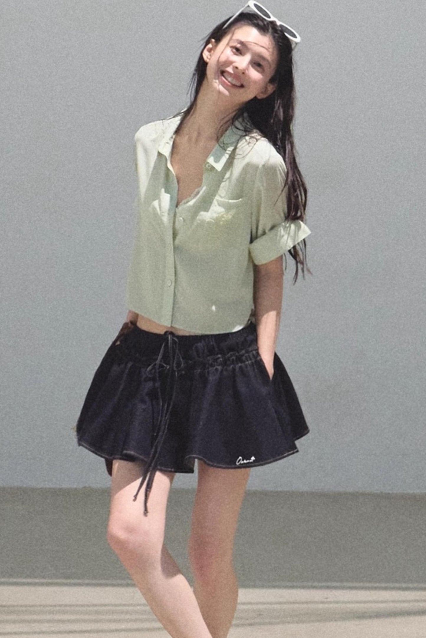 Embroidered Lyocell Puffy A-Line Skirt