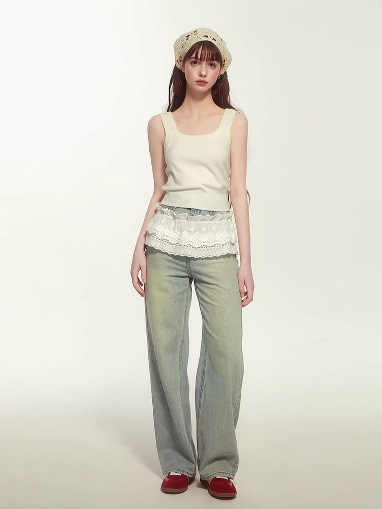 Apron wide-legged pants