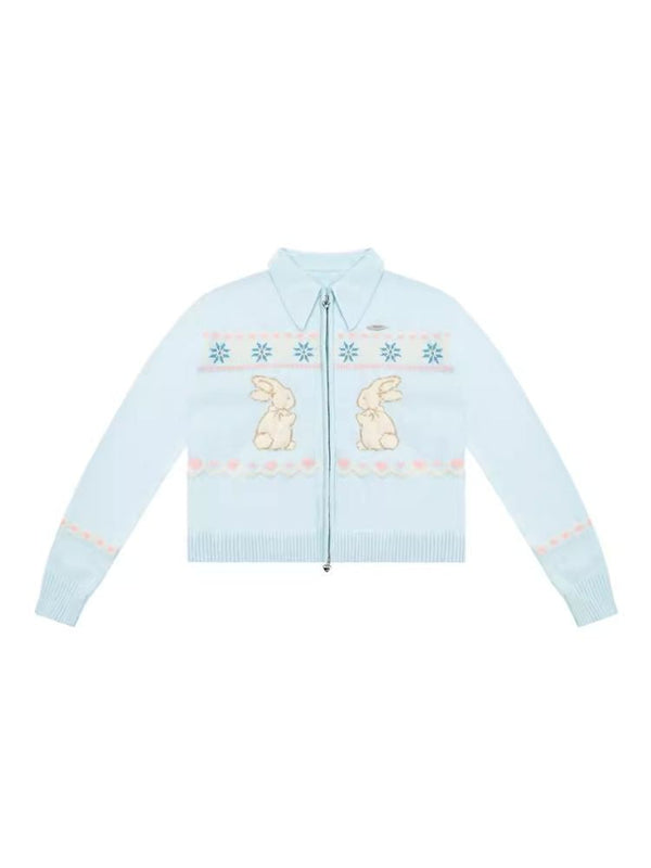 Rabbit Fair Isle polo neck zipper sweater