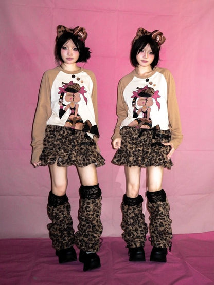 Leopard Print Drawstring Subculture Legwarmers