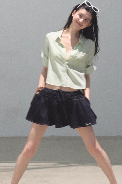 Embroidered Lyocell Puffy A-Line Skirt