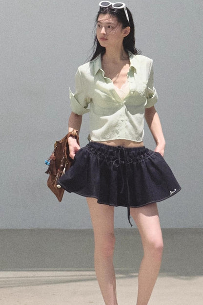 Embroidered Lyocell Puffy A-Line Skirt