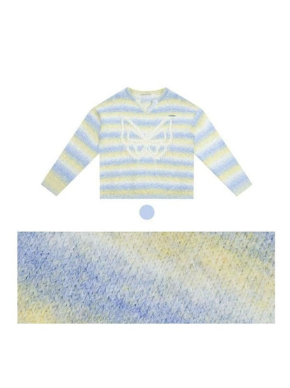 Striped Hairy Butterfly Thick Sweater