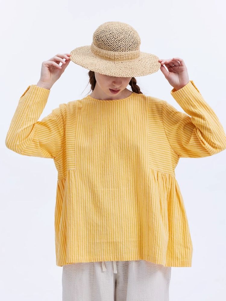 Loose Doll Model Pullover Tie Shirt