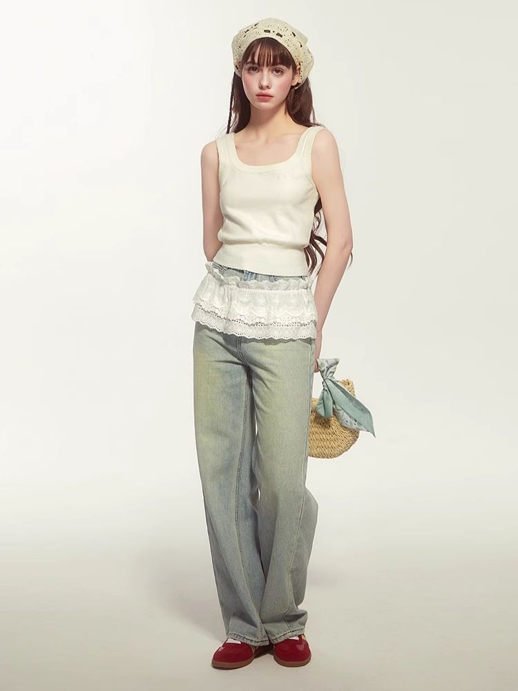 Apron wide-legged pants