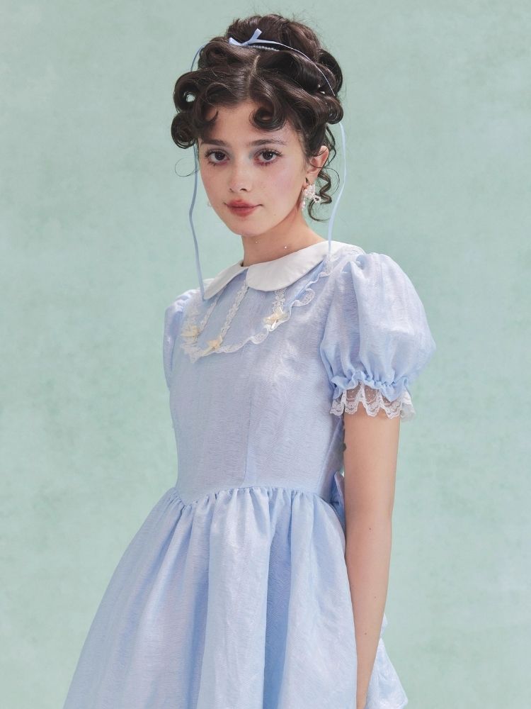 Bubble Sleeve Back Cake Hem Doll Dress