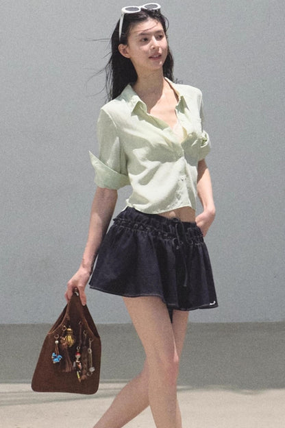 Embroidered Lyocell Puffy A-Line Skirt