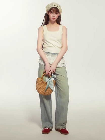 Apron wide-legged pants