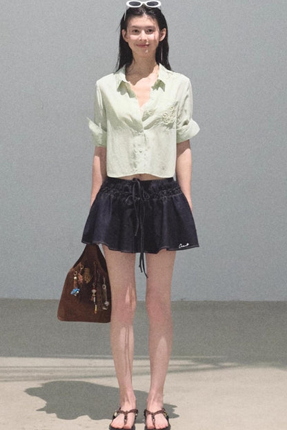 Embroidered Lyocell Puffy A-Line Skirt