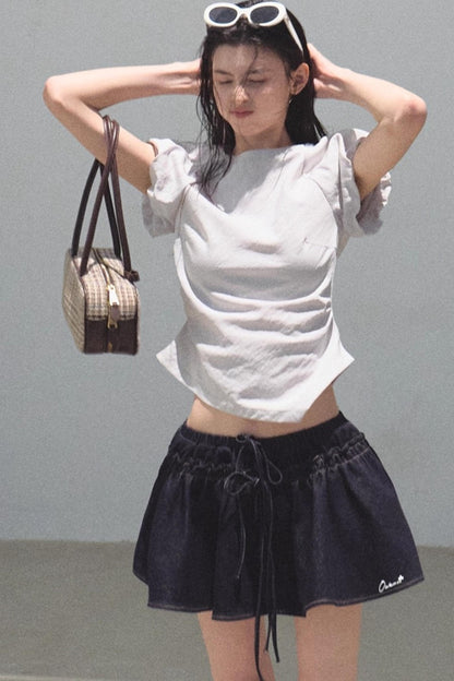 Embroidered Lyocell Puffy A-Line Skirt