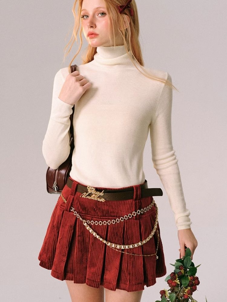 High Neck Knit Sweater Bottom Shirt