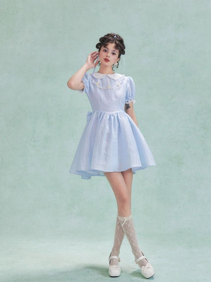 Bubble Sleeve Back Cake Hem Doll Dress