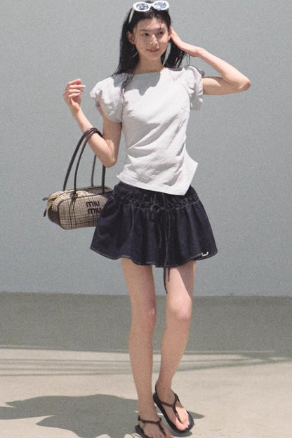 Embroidered Lyocell Puffy A-Line Skirt