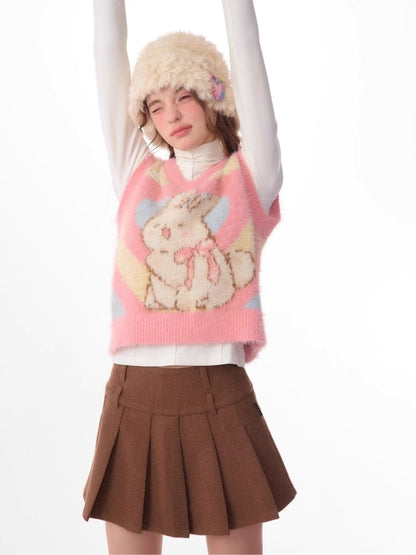 Pink Rabbit Love Knit V-Neck Sweater Vest