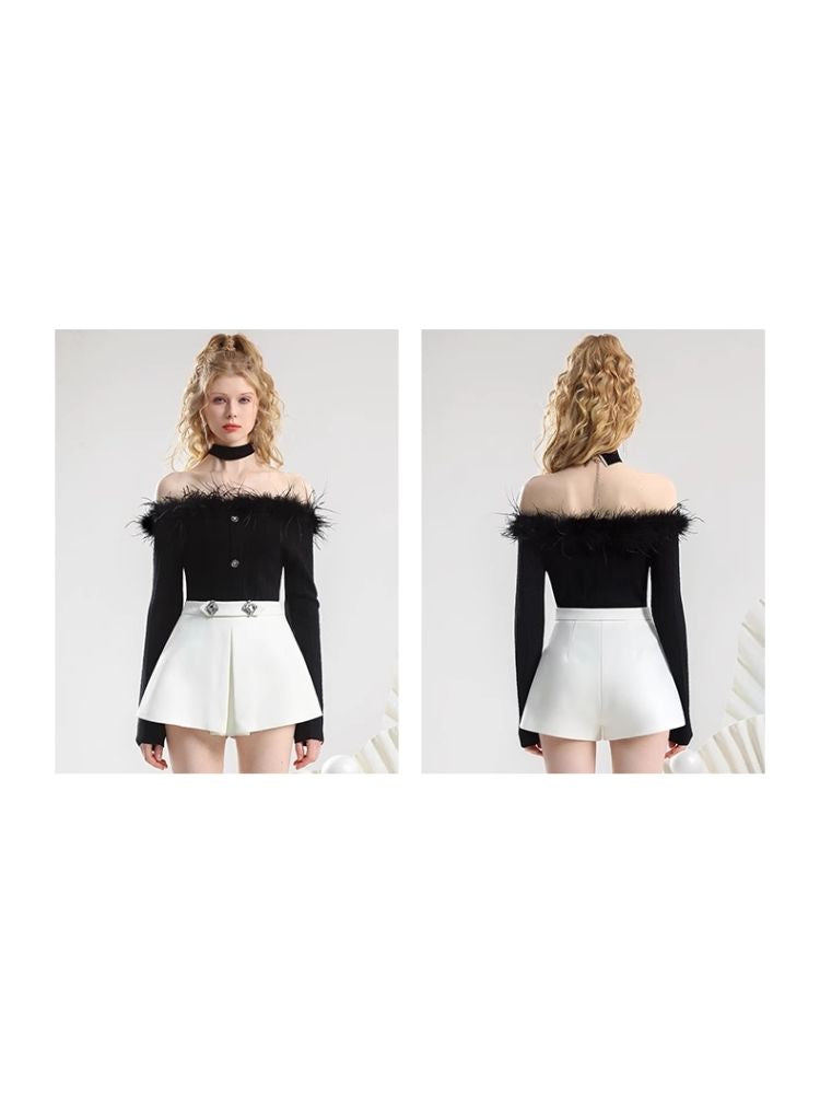 One shoulder Slim thin knitted bottoming