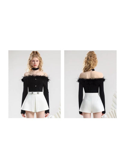 One shoulder Slim thin knitted bottoming